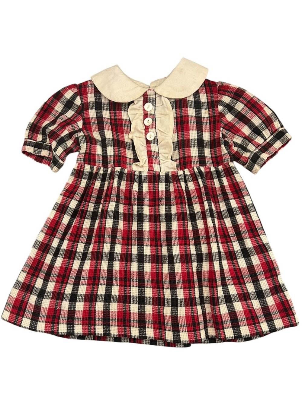 VTG 1970s Tweed Plaid Dress with Peter Pan Collar